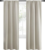 NICETOWN Blackout Curtains for Living Curtains, Room Darkening Window Curtain Panels, Easy-Care Solid Thermal Insulated Draperies/Drapes for Daughter Room (Natural, 2 Panels, 34 by 72)