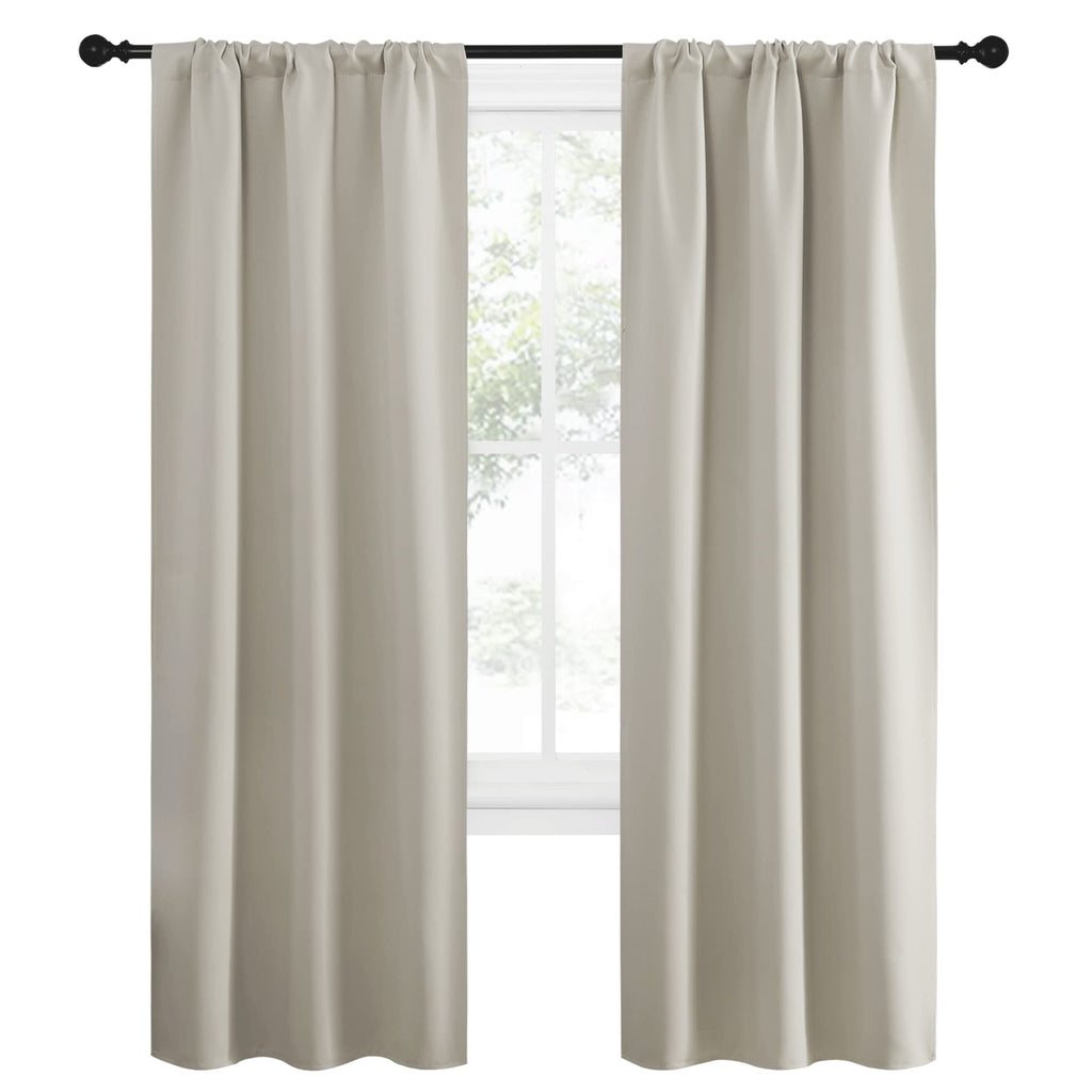NICETOWN Blackout Curtains for Living Curtains, Room Darkening Window Curtain Panels, Easy-Care Solid Thermal Insulated Draperies/Drapes for Daughter Room (Natural, 2 Panels, 34 by 72)