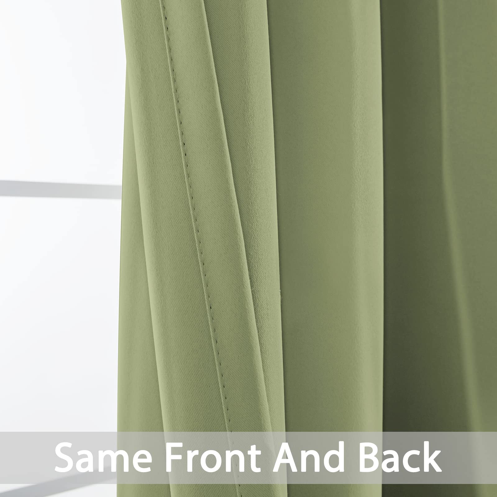 Yakamok Room Darkening Curtains 52x84 inch Length Sage Green-Living Room
