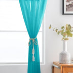 SpaceDresser Sheer Voile Window Treatment Rod Pocket Curtain Panels for Kitchen Bedroom Living Room Drapes Sunlight Filtering Privacy Semi Home Decor Assorted (Peacock Blue, 52 W x 72 L)