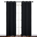 NICETOWN Blackout Draperies Window Curtain Panels, Autumn/Winter Thermal Insulated Solid Grommet Blackout Curtains/Drapes for Cafe (Set of 2, 34 inches by 84 inches, Black)