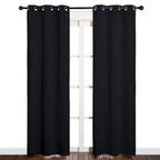 NICETOWN Blackout Draperies Window Curtain Panels, Autumn/Winter Thermal Insulated Solid Grommet Blackout Curtains/Drapes for Cafe (Set of 2, 34 inches by 84 inches, Black)