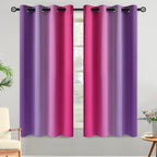 Yakamok Ombre Purple and Pink Curtains for Bedroom, Gradient Room Darkening Curtains 63 inches long,Grommet Thermal Insulated Light Blocking Window Drapes/Curtain for Living Room,52 x 63 Inch,2 Panels