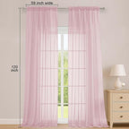 OWENIE Blush Sheer Curtains 120 Inches Long 2 Panels Set, Airy Lightweight Sheer Blush Curtains for Living Room Bedroom, Farmhouse Voile Filmy Rod Pocket Curtains Drapes, 2 Pcs, Each 59" Wx120 L Inch