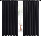 NICETOWN Black Blackout Curtain Blinds - Solid Thermal Insulated Window Treatment Blackout Drapes for Bedroom (2 Panels, 70 inches Wide by 63 inches Long)