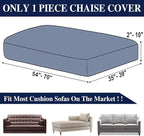Couch Cushion Cover for Chaise Lounge & Sofa (Washable, Stretch, Separate Seat, 1 Piece for Chaise or Sofa 3-Seater, Navy)