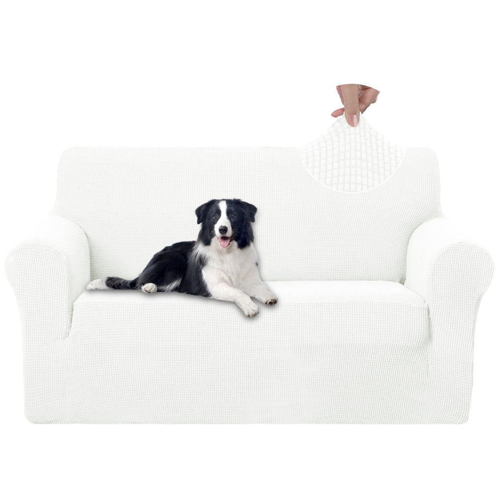 U-NICE HOME Loveseat Cover Stretch Couch Cover Sofa Slipcover, Ivory White