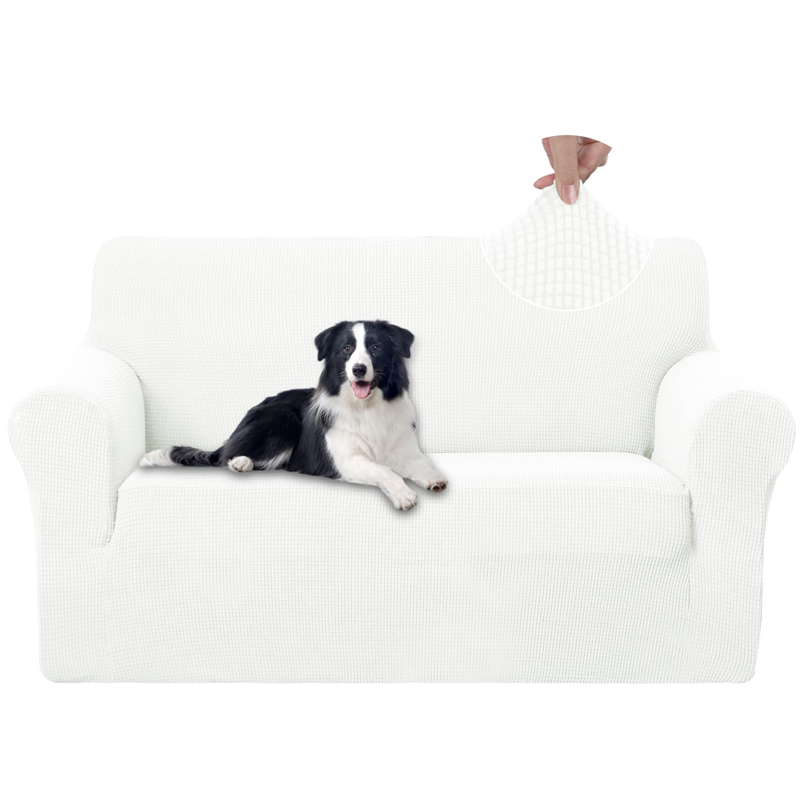 U-NICE HOME Loveseat Cover Stretch Couch Cover Sofa Slipcover, Ivory White