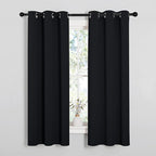 NICETOWN Living Room Blackout Curtains and Drapes, Black Solid Thermal Insulated Grommet Blackout Drapery Panels for Window (2 Panels, 34 inches Wide by 63 inches Long, Black)