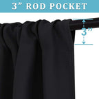 RYB HOME Blackout Curtains for Bedroom Living Room 72 inches Long, Thermal Insulated Privacy Rod Pocket Drapes for Nursery Office Home Theater, Width 34 by Length 72, Black, 2 Panels