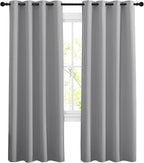 NICETOWN Blackout Silver Grey Living Room Curtains - Grommet Solid Thermal Insulated Sound Reducing Room Darkening Privacy Doorway Curtains for Bedroom (2 Panels, W52 x L78)