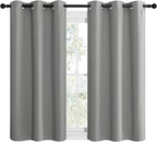 NICETOWN Silver Grey Thermal Insulated Grommet Blackout Curtains, Kids Window Drape Panel for Nursery, Privacy Short Curtains (2 Panels, W42 x L48 -Inch)