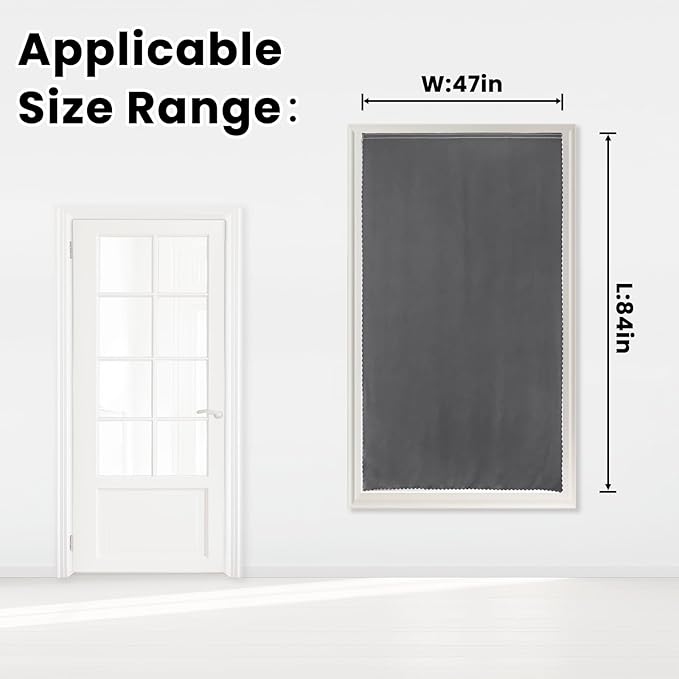 Sovtfides Magic Tape Blackout Curtains for Bedroom No Drillng Self Adhesive Curtains No Rod Small Window, 47" W X 84" L, Grey, 1 Panel