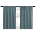 NICETOWN 2 Panels Blackout Curtains, Rod Pocket Thermal Insulated Drapes for Kitchen, Heavy Duty Small Window Treatment for Dorm Room, Studio Apartment, Basement (Stormy Blue, W42 x L30)