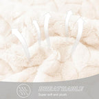 Exclusivo Mezcla Fleece Queen Size Blanket for Bed, 90x90 Inches Soft Cozy Jacquard Flannel Blankets, Lightweight Fuzzy Plush Warm for Women, Off White