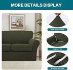 Turquoize 3 Piece Sofa Covers for 2 Cushion Couch Sofa Slipcover Soft Couch Cover for Dogs-Washable Sofa Furniture Cover with 2 Individual Cushion Covers, Thick Jacquard Fabric (Loveseat, Olive)