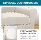 Turquoize 2 Piece Chair Covers for Living Room Armchair Couch Cover with Individual Cushion Covers Furniture Cover for Chairs Feature Jacquard Fabric (Chair, Ivory)