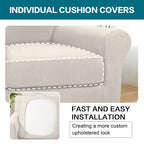 Turquoize 2 Piece Chair Covers for Living Room Armchair Couch Cover with Individual Cushion Covers Furniture Cover for Chairs Feature Jacquard Fabric (Chair, Ivory)
