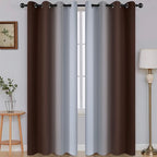 SimpleHome Ombre Room Darkening Curtains for Living Room, Light Blocking Gradient Brown to Greyish White Thermal Insulated Grommet Window Curtains/Drapes for Bedroom, 2 Panels, 52x84 inches Length