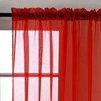 SpaceDresser Sheer Red Curtains 4 Panels Rod Pocket Semi-Sheer Curtain 45 Inches Long Light Filtering Voile Window Drapes for Bedroom Living Room Kitchen, Each 52W x 45L