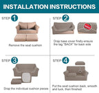 Turquoize 3 Piece Sofa Covers for 2 Cushion Couch Sofa Slipcover Soft Couch Cover for Dogs-Washable Sofa Furniture Covers with 2 Individual Cushion Covers Jacquard Fabric (2 Cushion Sofa, Taupe)