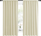 NICETOWN Blackout Curtains for Bedroom, Home Decorations Thermal Insulated Solid Rod Pocket Blackout Drapes for Cafe (Beige, One Pair, 62 x 63-inch)