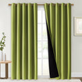 NICETOWN 100% Blackout Window Curtain Panels, Fresh Green, 2 PCs, 62" Wide Each Panel, Cold and Full Light Blocking Drapes with Black Liner for Nursery, 84 inches Drop Thermal Insulated Draperies