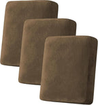H.VERSAILTEX Velvet Stretch Couch Cushion Cover Plush Cushion Slipcover for Chair Loveseat Sofa Cushion Furniture Protector Seat Cushion Sofa Cover (3 Piece Sofa Cushion Covers, Bronze Brown)