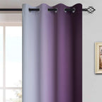 Yakamok Ombre Curtains Purple and Greyish White for Living Room,52Wx84L