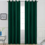 Yakamok Blackout Curtains Room Darkening Thermal Insulated Window Panels,Solid Grommet Top Drapes for Bedroom/Living Room(52Wx90L, Dark Green, 2 Panels)