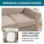Turquoize 4 Piece Sofa Slipcover Sofa Covers for 3 Cushion Couch Soft Couch Cover for Dogs-Washable Sofa Furniture Covers with 3 Individual Cushion Covers,Feature Jacquard Fabric(3 Cushion Sofa, Sand)