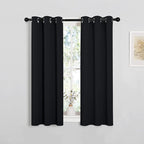 NICETOWN Living Room Blackout Curtains and Drapes, Black Solid Thermal Insulated Grommet Blackout Drapery Panels for Window (2 Panels, 29 inches Wide by 45 inches Long, Black)