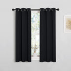NICETOWN Cafe Blackout Curtains and Drapes for Shack, 2 Panels, 29 inches Wide by 40 inches Long,Black, Solid Thermal Insulated Grommet Blackout Drapery Panels for Window