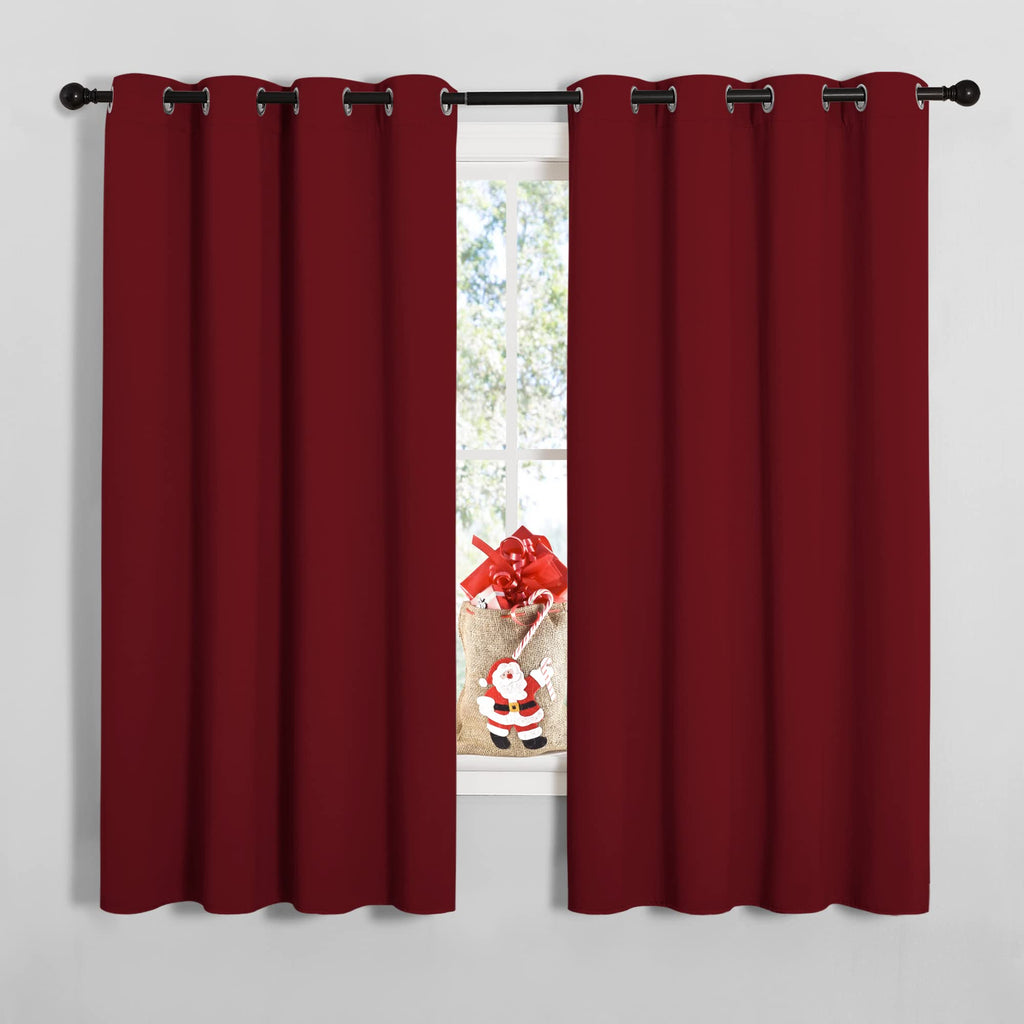 NICETOWN Christmas Burgundy Window Curtains Blackout Drapes, Thermal Insulated Solid Grommet Blackout Curtains/Draperies for Laundry Room (One Pair, 55 by 68-inch, Burgundy Red)