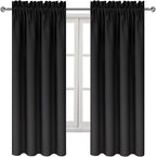 DWCN Blackout Curtains – Thermal Insulated, Energy Saving & Noise Reducing Bedroom and Living Room Curtains, Black, W 42x L 63 Inch, Set of 2 Rod Pocket Curtain Panels