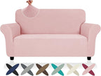 ZNSAYOTX Super Stretch Loveseat Covers (57"-70"), New Striped Love Seat Slipcover, Dogs Pet Friendly Anti-Slip Couch Protector Spandex Durable 2 Seater Fabric Sofa Cover (Rose, Loveseat)