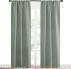 NICETOWN Window Curtains Blackout Drapes - Thermal Insulated Solid Rod Pocket Blackout Curtains/Draperies for Living Room (Sage Green, One Pair, 34 by 84-Inch)