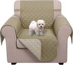 U-NICE HOME Reversible Oversized Chair Covers Quilted Water Repellent Pet Protectors with Elastic Straps(28''Armchair, Light Camel/Beige)