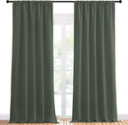 NICETOWN Bedroom Curtains Blackout Draperies - All Season Thermal Insulated Solid Rod Pocket Top Blackout Curtains/Drapes for Kid's Room (Dark Mallard, 1 Pair, 52 x 95 Inch)