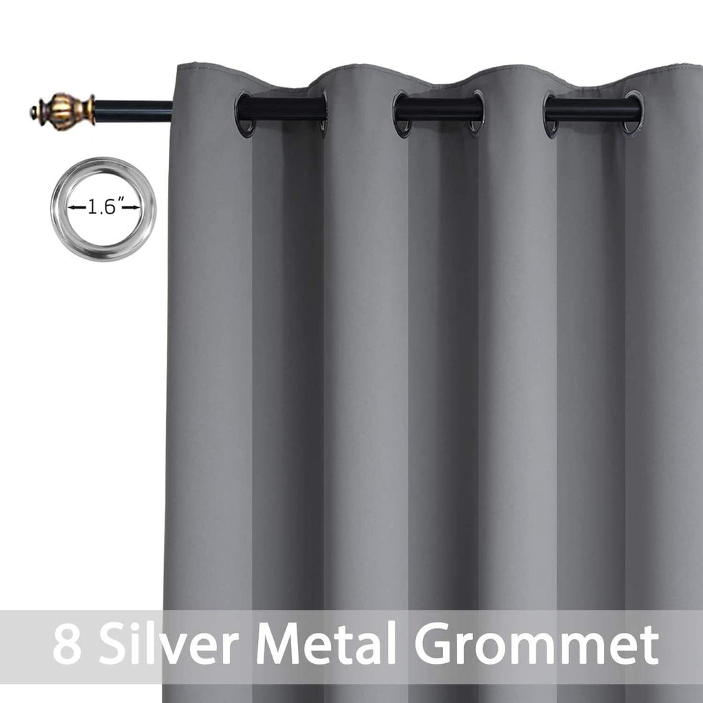Yakamok Grey Room Darkening Curtains 84 inch Gray Sliding Door Drapes