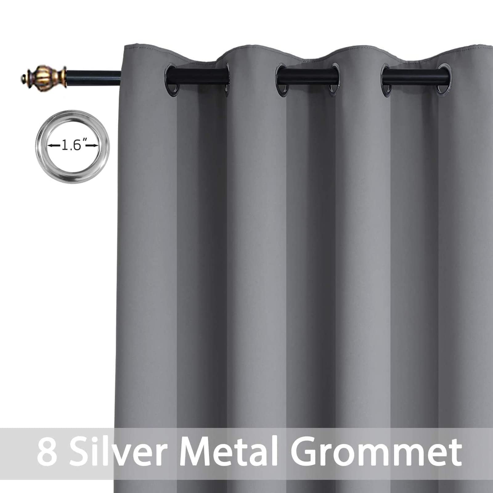 Yakamok Grey Room Darkening Curtains 84 inch Gray Sliding Door Drapes