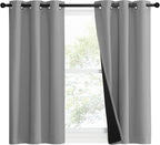 NICETOWN Full Shade Curtain Panels, Pair of Energy Smart & Noise Blocking Out Blackout Drapes for Dining Room Window, Thermal Insulated Guest Room Lined Window Dressing(Silver Grey, 37 x 50 inch)