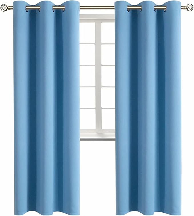 BGment Sky Blue Room Darkening Curtains 84 Inch for Living Room - 2 Panels