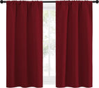 NICETOWN 50inch Curtains for Small Windows, Thermal Insulated Privacy Short Drapes for Kitchen Bathroom (Set of 2, Burgundy Red, 29" Wide)