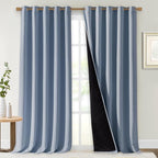 NICETOWN Full Shading Curtains for Windows, Vintage Blue, Pack of 2, 70 inches W x 95 inches L, Super Heavy-Duty Black Lined Blackout Curtains for Bedroom, Privacy Assured Window Treatment