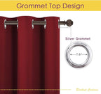 NICETOWN Christmas Burgundy Bedroom Curtains Blackout Draperies, Home Decorations Thermal Insulated Solid Grommet Top Blackout Drapes for Cafe (One Pair, 70 x 72-inch)