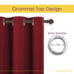 NICETOWN Christmas Burgundy Window Curtains Blackout Drapes, Thermal Insulated Solid Grommet Blackout Curtains/Draperies for Laundry Room (One Pair, 70 by 54-inch, Burgundy Red)