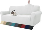 ZNSAYOTX 1 Piece Jacquard Couch Covers for 3 Cushion Couch Living Room High Stretch Sofa Cover Pets Dogs Friendly Anti Slip Thickened Slipcovers Furniture Protector (Large, White)