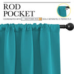 NICETOWN Peacock Blue Blackout Curtains Panels for Window, Thermal Insulated Rod Pocket Blackout Drapes/Draperies for Living Room (2 Panels, W52 x L95 inches)