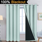 Yakamok 100% Blackout Lined Pair Curtains, Window Treatment Thermal Insulated Soundproof Drapes for Bedroom(52Wx84L, Aqua, 2 Panels)